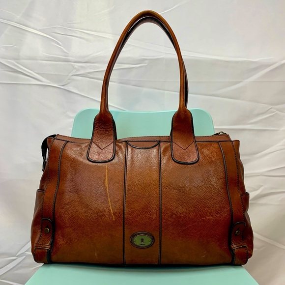 Fossil Handbags - Fossil Brown Leather Large XL Weekender Laptop Briefcase Maddox Satchel Bag